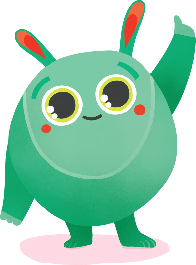 Mascota de Peekaboo Dental Home saludando
